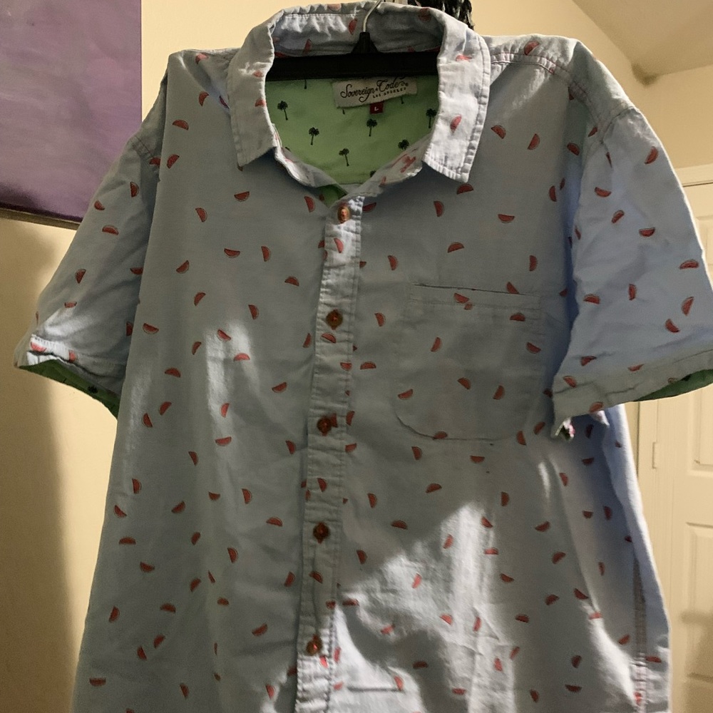 Men’s L collared watermelon print shirt